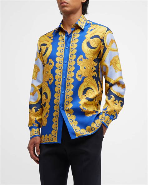 mens silk shirt versace|versace shirt men's price.